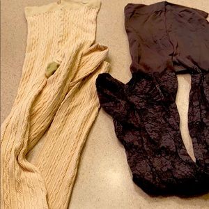 Off-white Cable knit tights & gray textured tights